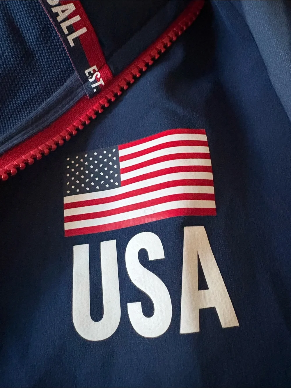 adidas Navy USA Volleyball Lightweight Full-Zip Jacket with Red Trim